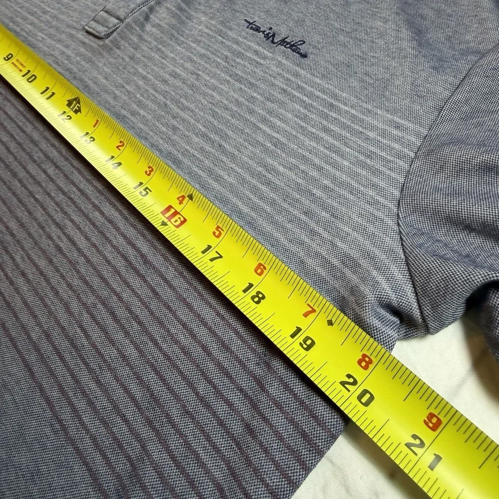 Travis Mathew Men's Polo Performance Blue-Gray Subtle Horizontal Stripes Logo M - Picture 6 of 14